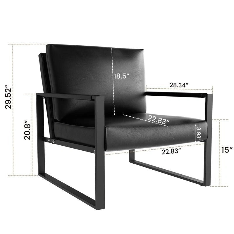 Eureka Modern Vintage Upholstered PU Leather Armchair, Mid Century Accent Chairs with Steel Frame, Leisure Chairs
