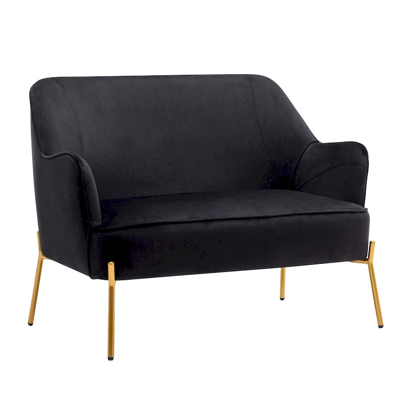 Porthos Home Kyler Loveseat Couch Sofa, Velvet Upholstery, Gold Chrome Legs