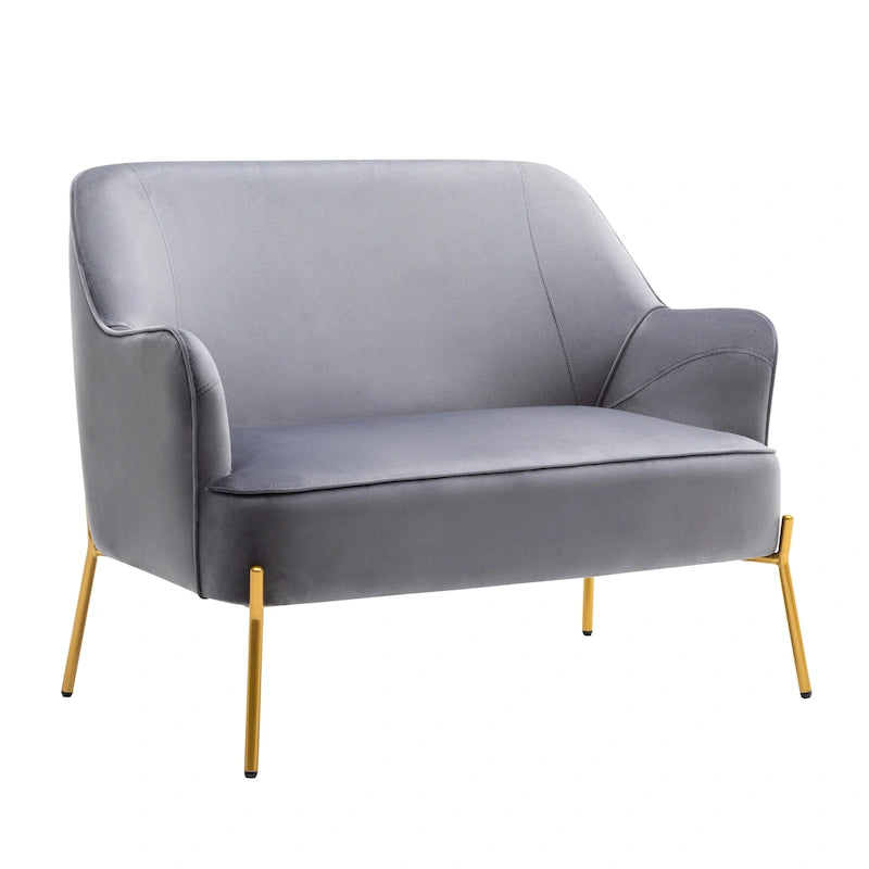 Porthos Home Kyler Loveseat Couch Sofa, Velvet Upholstery, Gold Chrome Legs