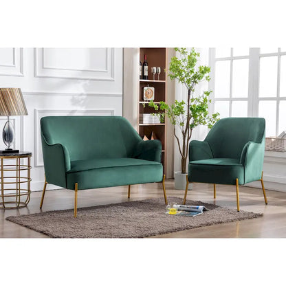 Porthos Home Kyler Loveseat Couch Sofa, Velvet Upholstery, Gold Chrome Legs