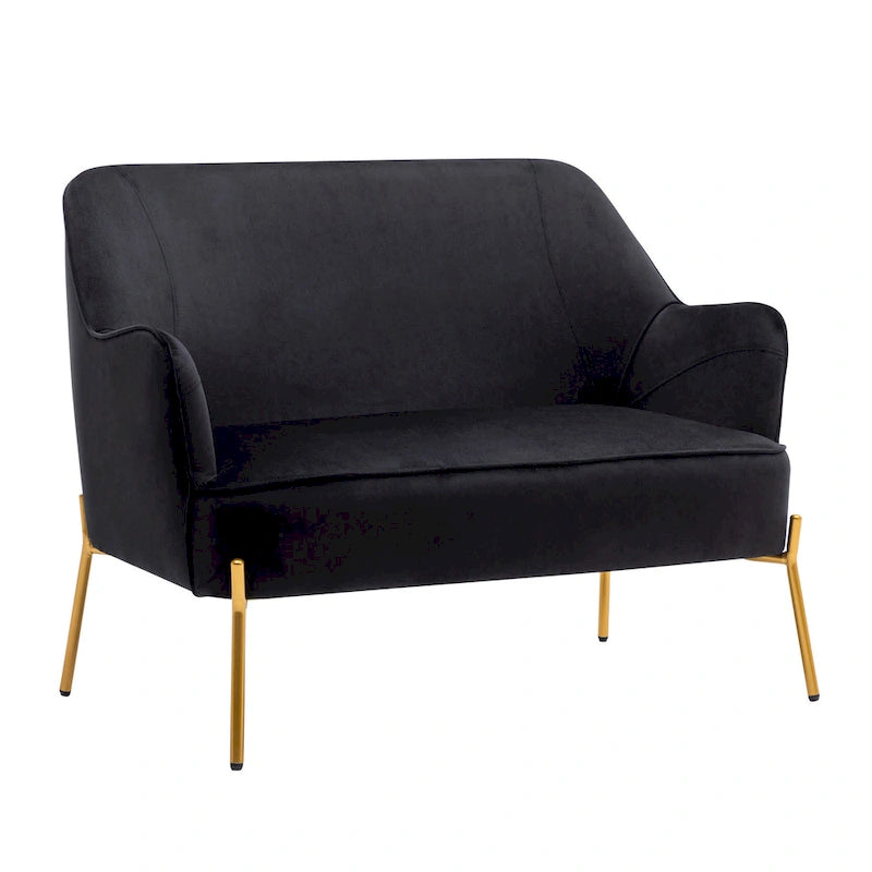 Porthos Home Kyler Loveseat Couch Sofa, Velvet Upholstery, Gold Chrome Legs