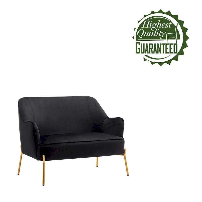 Porthos Home Kyler Loveseat Couch Sofa, Velvet Upholstery, Gold Chrome Legs