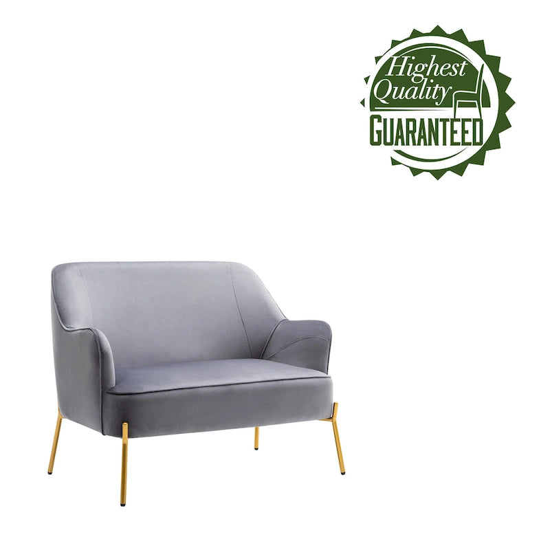 Porthos Home Kyler Loveseat Couch Sofa, Velvet Upholstery, Gold Chrome Legs