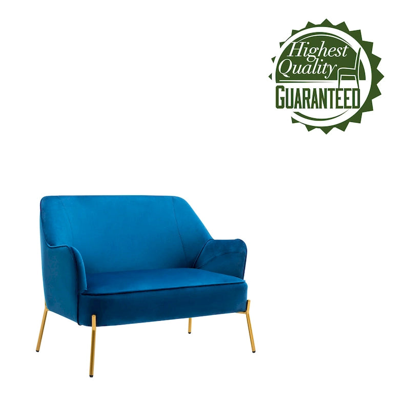 Porthos Home Kyler Loveseat Couch Sofa, Velvet Upholstery, Gold Chrome Legs