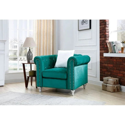 Raisa Velvet Crystal Accent Chair