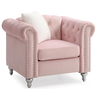 Raisa Velvet Crystal Accent Chair
