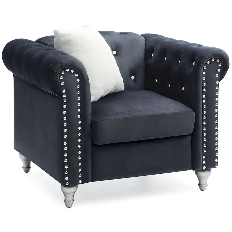 Raisa Velvet Crystal Accent Chair