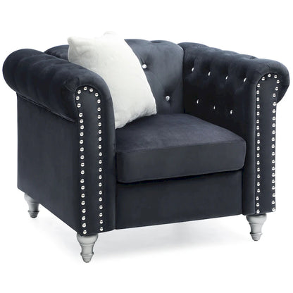 Raisa Velvet Crystal Accent Chair