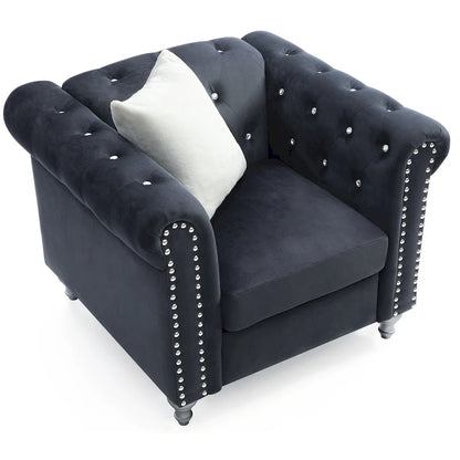 Raisa Velvet Crystal Accent Chair