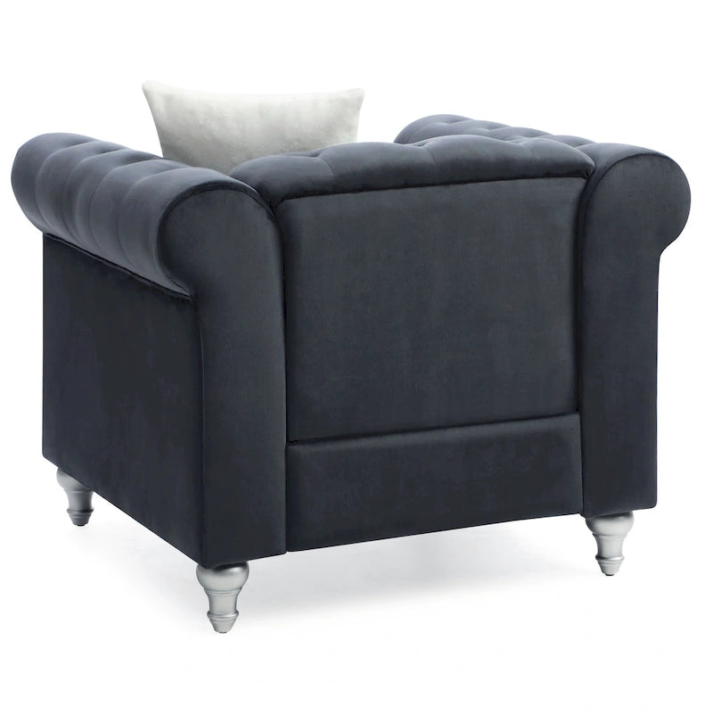 Raisa Velvet Crystal Accent Chair