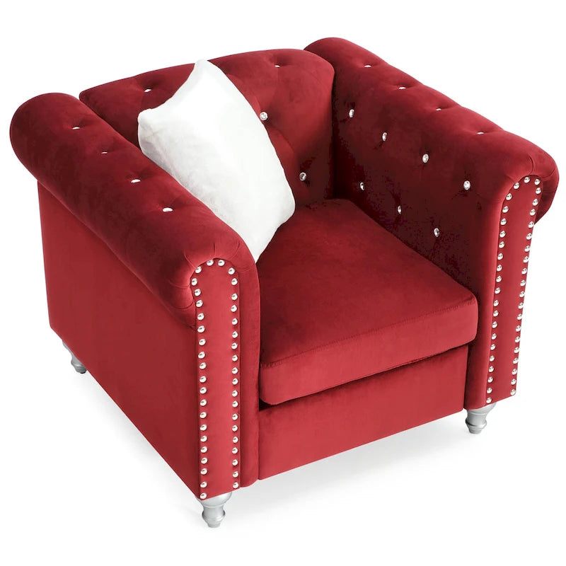 Raisa Velvet Crystal Accent Chair