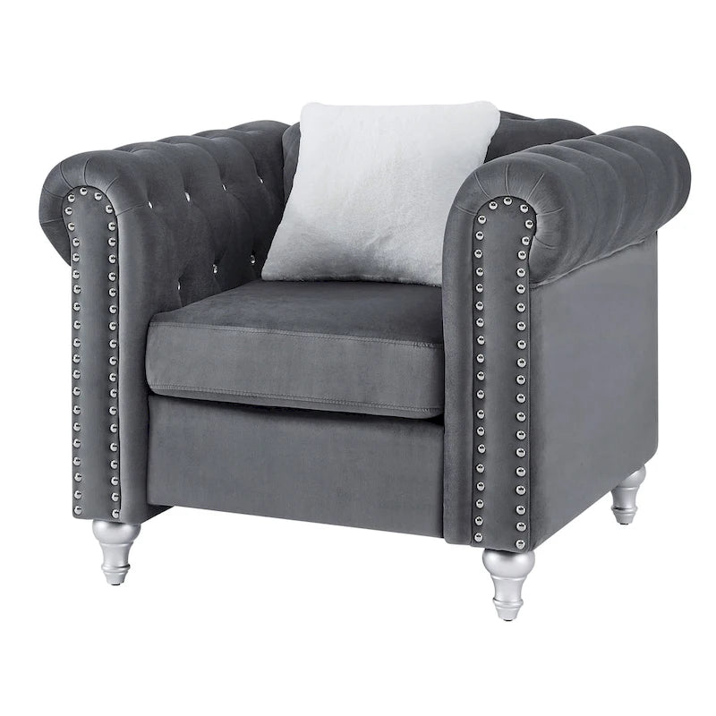 Raisa Velvet Crystal Accent Chair