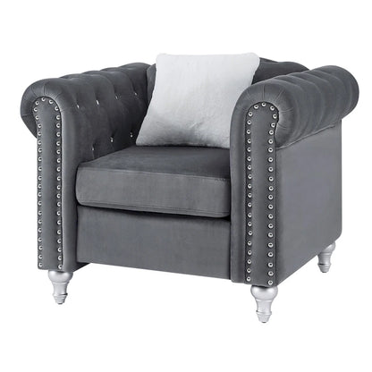 Raisa Velvet Crystal Accent Chair