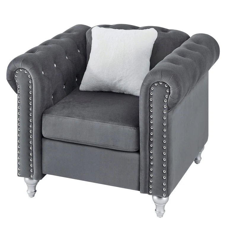 Raisa Velvet Crystal Accent Chair