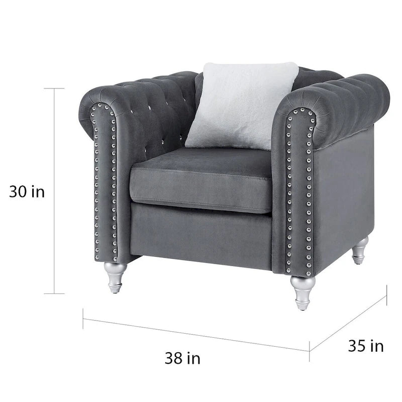 Raisa Velvet Crystal Accent Chair
