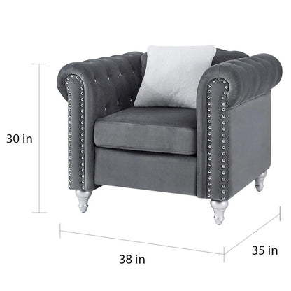 Raisa Velvet Crystal Accent Chair