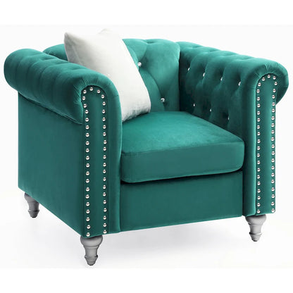 Raisa Velvet Crystal Accent Chair