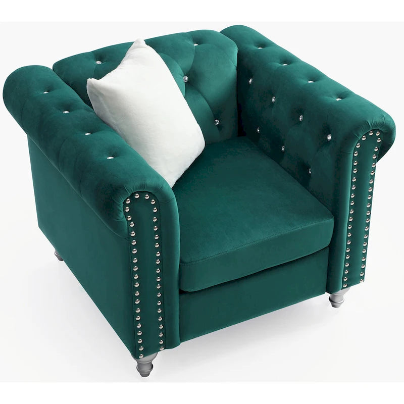 Raisa Velvet Crystal Accent Chair