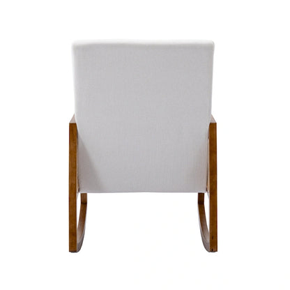 SEYNAR Modern PU Leather Rocking Chair with Rattan Arms