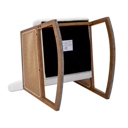 SEYNAR Modern PU Leather Rocking Chair with Rattan Arms