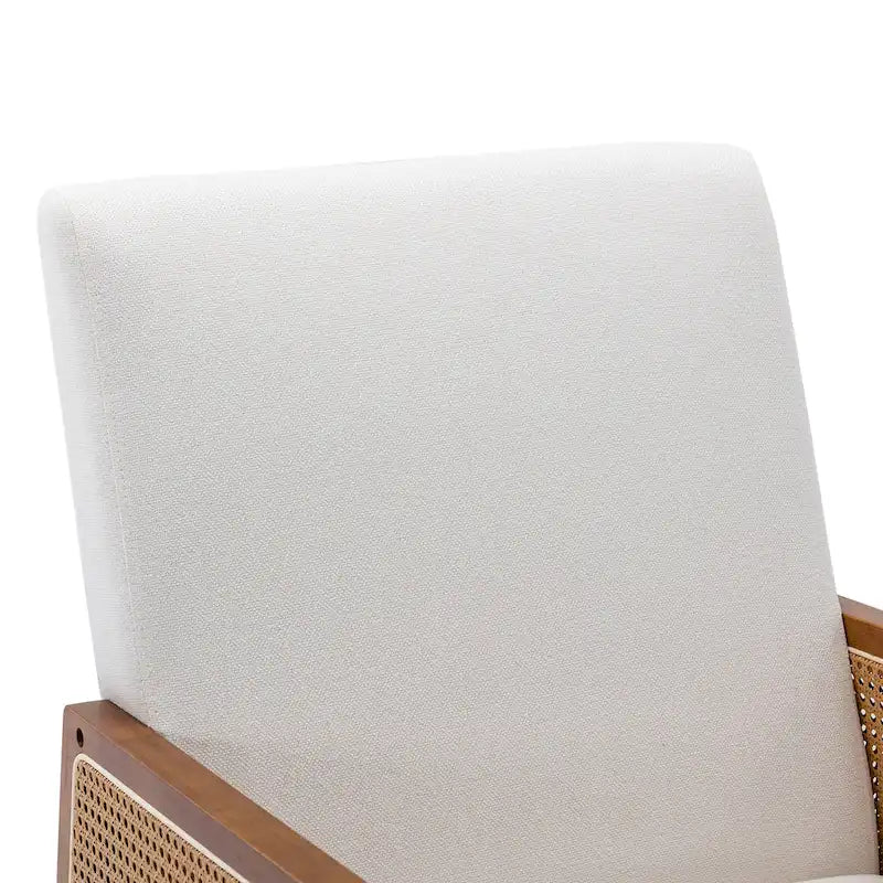 SEYNAR Modern PU Leather Rocking Chair with Rattan Arms