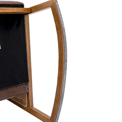 SEYNAR Modern PU Leather Rocking Chair with Rattan Arms
