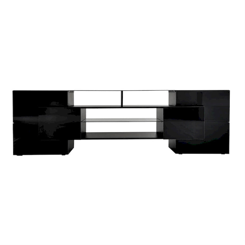 Merax TV Stand with 2 Illuminated Glass Shelves, High Gloss Entertainment Center for TVs Up to 80 - n/a