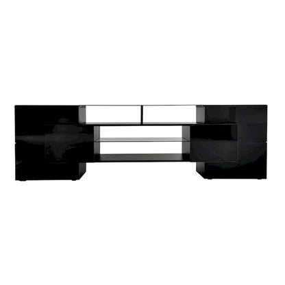 Merax TV Stand with 2 Illuminated Glass Shelves, High Gloss Entertainment Center for TVs Up to 80 - n/a
