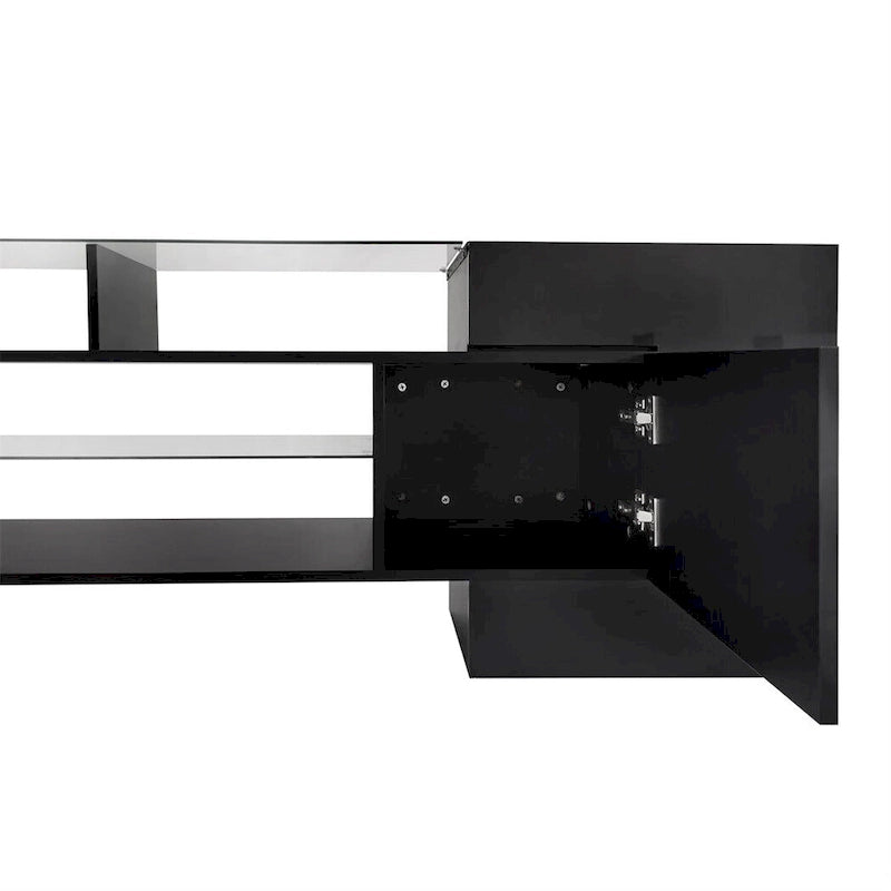 Merax TV Stand with 2 Illuminated Glass Shelves, High Gloss Entertainment Center for TVs Up to 80 - n/a