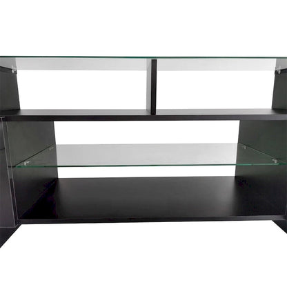 Merax TV Stand with 2 Illuminated Glass Shelves, High Gloss Entertainment Center for TVs Up to 80 - n/a