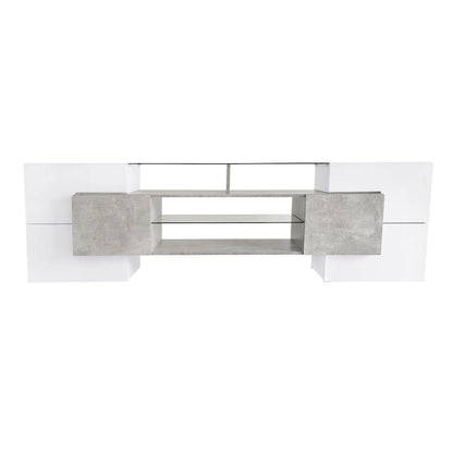 Merax TV Stand with 2 Illuminated Glass Shelves, High Gloss Entertainment Center for TVs Up to 80 - n/a