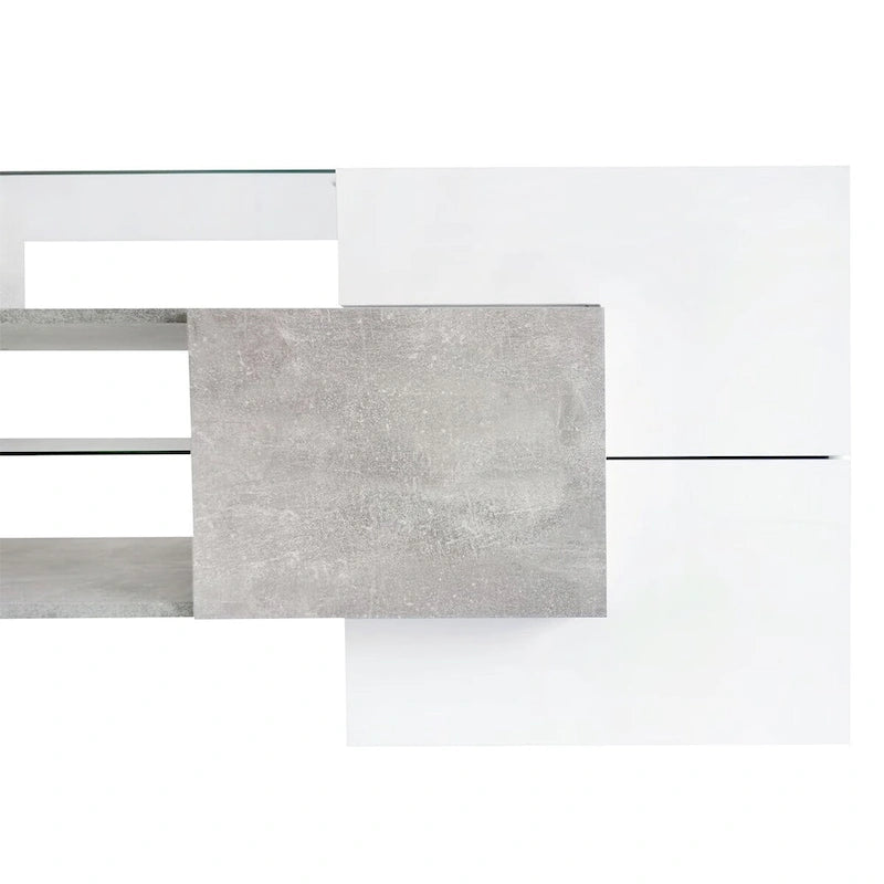 Merax TV Stand with 2 Illuminated Glass Shelves, High Gloss Entertainment Center for TVs Up to 80 - n/a