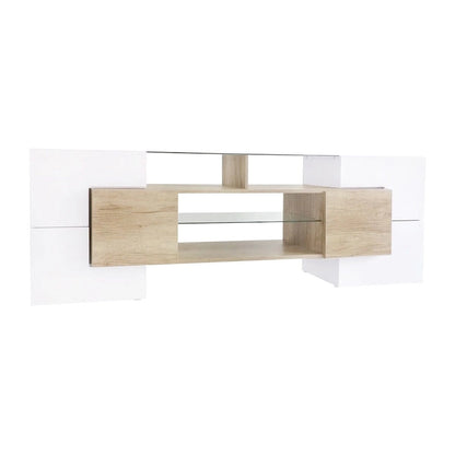 Merax TV Stand with 2 Illuminated Glass Shelves, High Gloss Entertainment Center for TVs Up to 80 - n/a