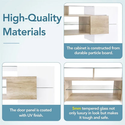 Merax TV Stand with 2 Illuminated Glass Shelves, High Gloss Entertainment Center for TVs Up to 80 - n/a