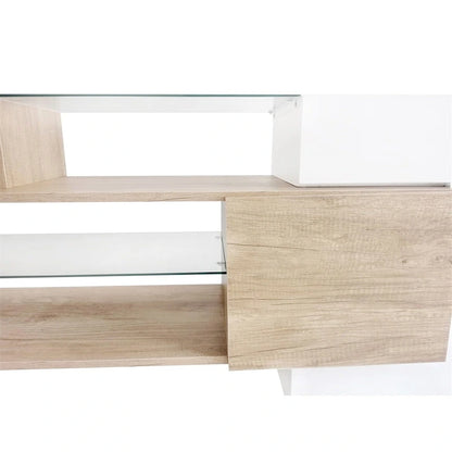 Merax TV Stand with 2 Illuminated Glass Shelves, High Gloss Entertainment Center for TVs Up to 80 - n/a