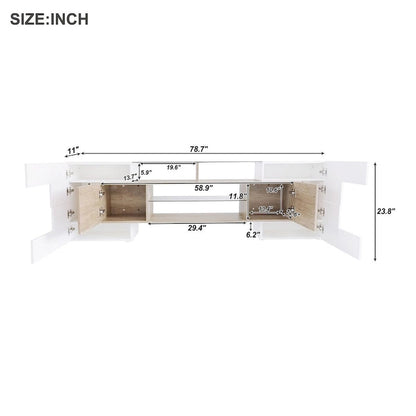 Merax TV Stand with 2 Illuminated Glass Shelves, High Gloss Entertainment Center for TVs Up to 80 - n/a