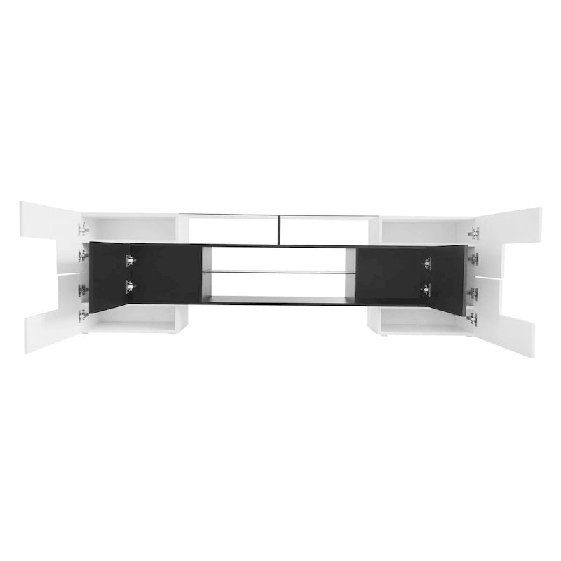 Merax TV Stand with 2 Illuminated Glass Shelves, High Gloss Entertainment Center for TVs Up to 80 - n/a