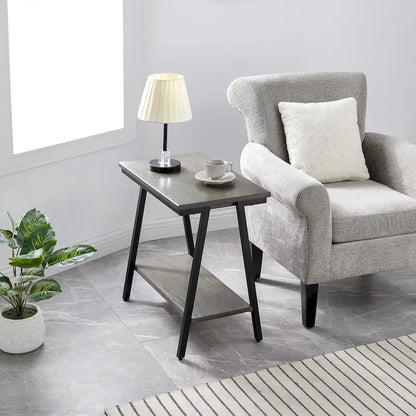 Leick Home Empiria Narrow Side Table with Shelf and Metal Frame