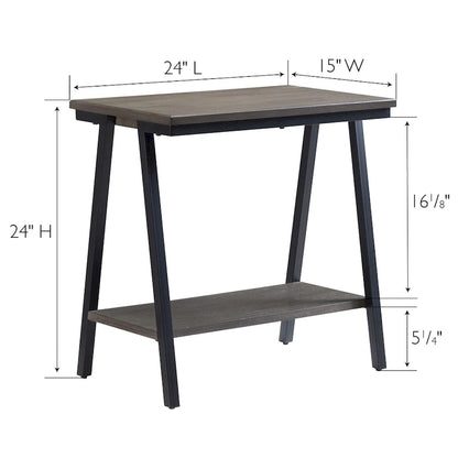 Leick Home Empiria Narrow Side Table with Shelf and Metal Frame