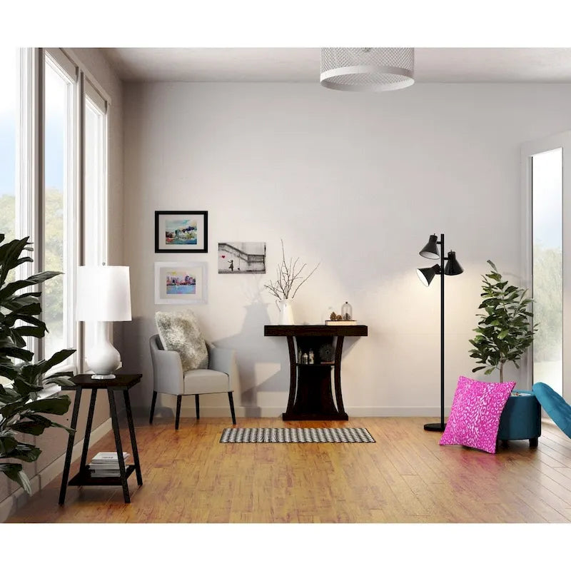 Leick Home Empiria Narrow Side Table with Shelf and Metal Frame