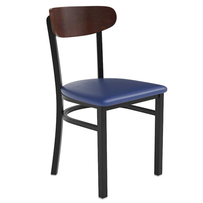 Commercial Metal Dining Chair with Wood Seat and Boomerang Back