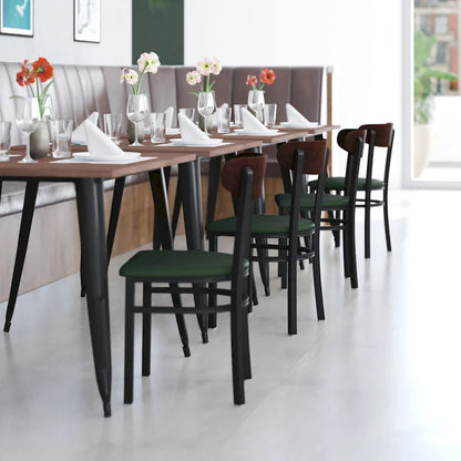 Commercial Metal Dining Chair with Wood Seat and Boomerang Back