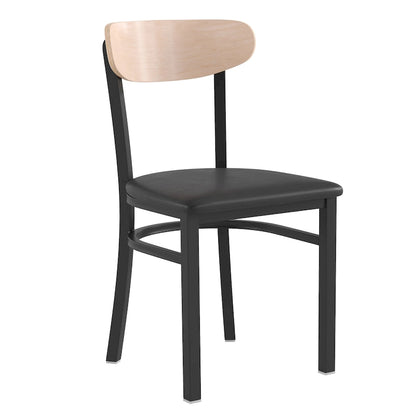 Commercial Metal Dining Chair with Wood Seat and Boomerang Back