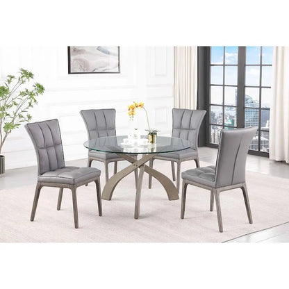Somette Pogo Criss Cross Dining Set with Gray Chairs