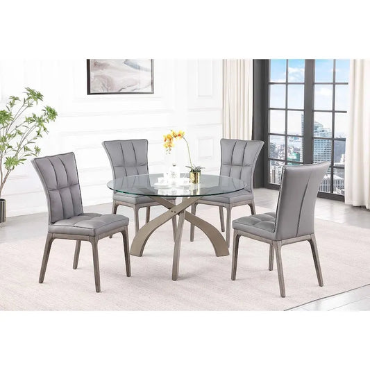 Somette Pogo Criss Cross Dining Set with Gray Chairs