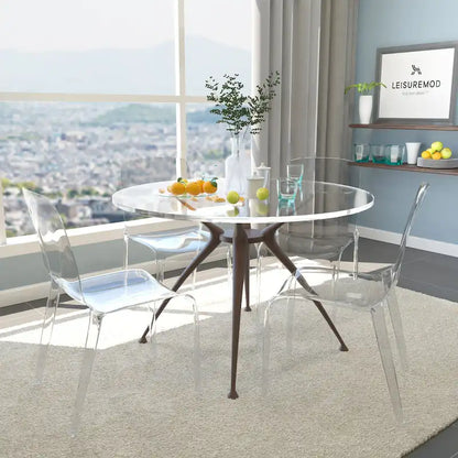 Stackable Acrylic Minimalist Plastic Dining Chair Modern Full Back Transparent Accent Side Chair for Kitchen Set of 4
