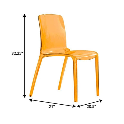Stackable Acrylic Minimalist Plastic Dining Chair Modern Full Back Transparent Accent Side Chair for Kitchen Set of 4