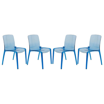 Stackable Acrylic Minimalist Plastic Dining Chair Modern Full Back Transparent Accent Side Chair for Kitchen Set of 4