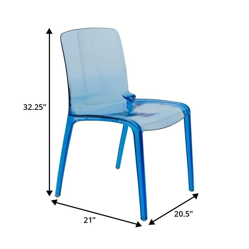 Stackable Acrylic Minimalist Plastic Dining Chair Modern Full Back Transparent Accent Side Chair for Kitchen Set of 4