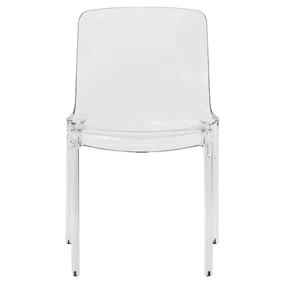 Stackable Acrylic Minimalist Plastic Dining Chair Modern Full Back Transparent Accent Side Chair for Kitchen Set of 4